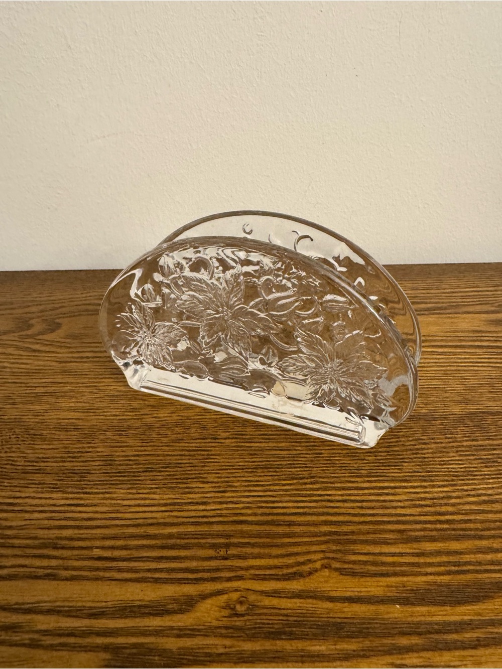 Vintage Princess House Fantasia Crystal Poinsettia Napkin Holder EUC